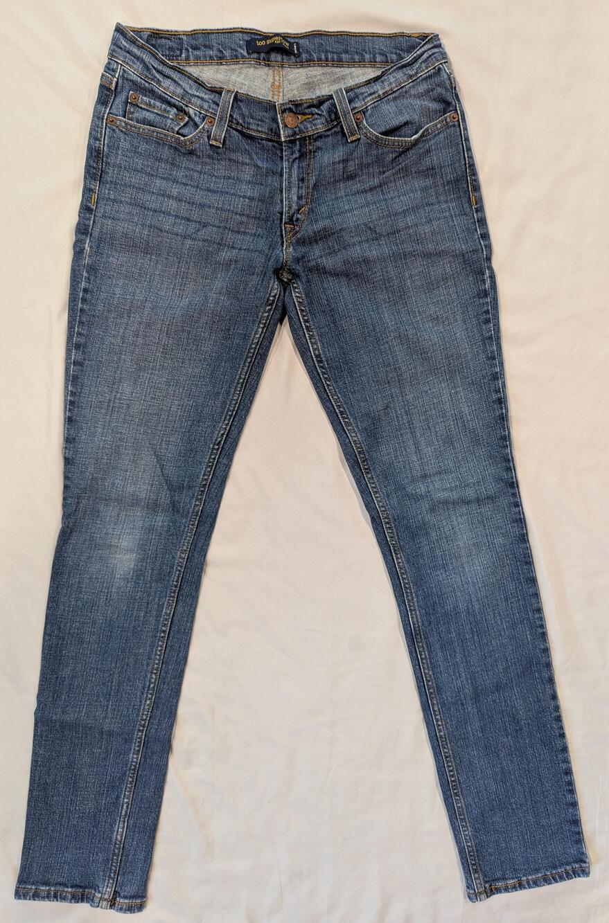 Levi's Jeans Juniors 9 Long Blue Med Wash 524 Too Superlow Skinny Denim